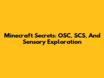 Minecraft Secrets: OSC, SCS, And Sensory Exploration