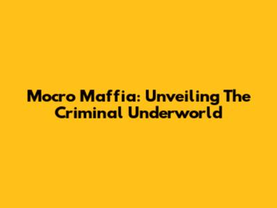 Mocro Maffia: Unveiling The Criminal Underworld