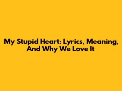 My Stupid Heart: Lyrics, Meaning, And Why We Love It