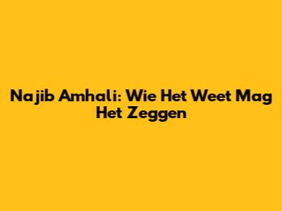 Najib Amhali: Wie Het Weet Mag Het Zeggen
