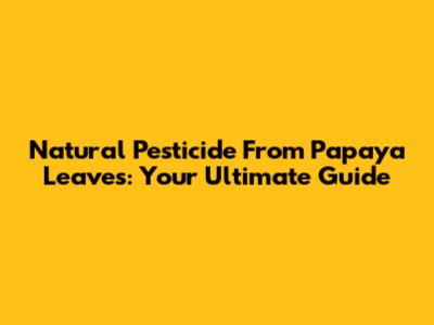 Natural Pesticide From Papaya Leaves: Your Ultimate Guide