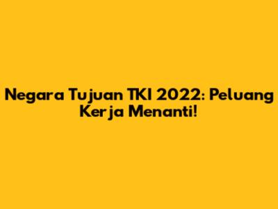 Negara Tujuan TKI 2022: Peluang Kerja Menanti!