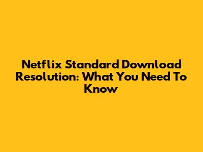 Netflix Standard Download Resolution: What You Need To Know