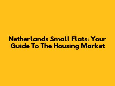 Netherlands Small Flats: Your Guide To The Housing Market