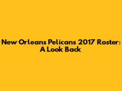 New Orleans Pelicans 2017 Roster: A Look Back
