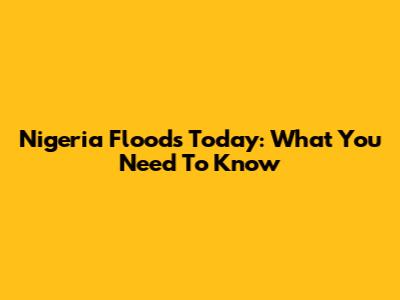 Nigeria Floods Today: What You Need To Know