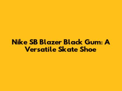Nike SB Blazer Black Gum: A Versatile Skate Shoe