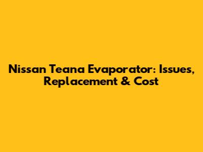 Nissan Teana Evaporator: Issues, Replacement & Cost
