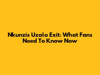 Nkunzi's Uzalo Exit: What Fans Need To Know Now