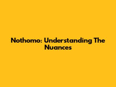 Nothomo: Understanding The Nuances