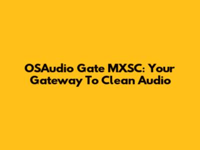 OSAudio Gate MXSC: Your Gateway To Clean Audio