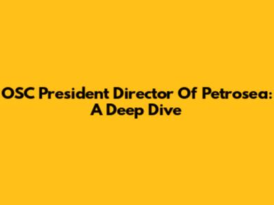 OSC President Director Of Petrosea: A Deep Dive
