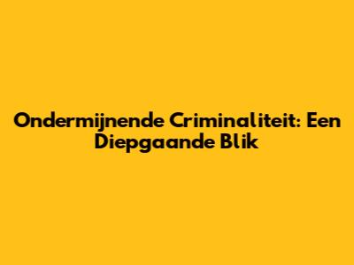 Ondermijnende Criminaliteit: Een Diepgaande Blik