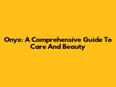 Onyx: A Comprehensive Guide To Care And Beauty