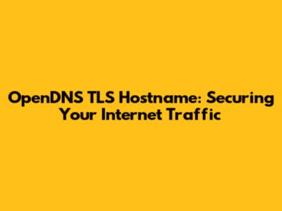OpenDNS TLS Hostname: Securing Your Internet Traffic