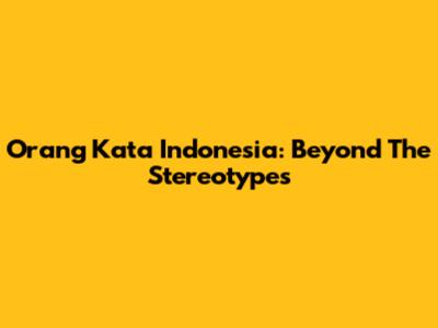 Orang Kata Indonesia: Beyond The Stereotypes