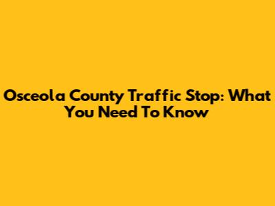Osceola County Traffic Stop: What You Need To Know