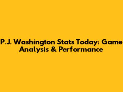 P.J. Washington Stats Today: Game Analysis & Performance