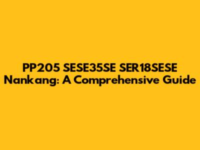 PP205 SESE35SE SER18SESE Nankang: A Comprehensive Guide