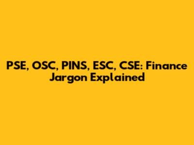 PSE, OSC, PINS, ESC, CSE: Finance Jargon Explained