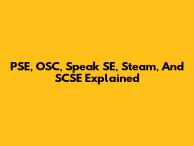 PSE, OSC, Speak SE, Steam, And SCSE Explained