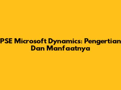 PSE Microsoft Dynamics: Pengertian Dan Manfaatnya