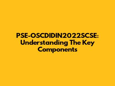 PSE-OSCDIDIN2022SCSE: Understanding The Key Components