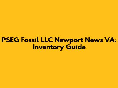 PSEG Fossil LLC Newport News VA: Inventory Guide