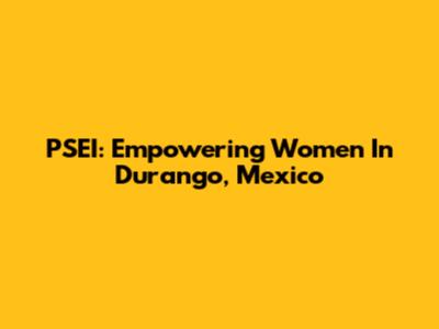 PSEI: Empowering Women In Durango, Mexico
