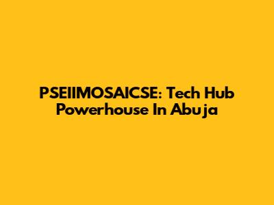 PSEIIMOSAICSE: Tech Hub Powerhouse In Abuja