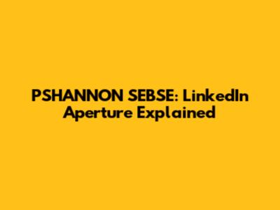PSHANNON SEBSE: LinkedIn Aperture Explained