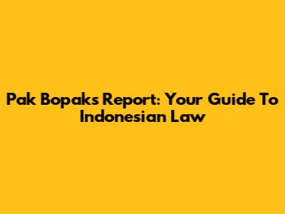 Pak Bopak's Report: Your Guide To Indonesian Law