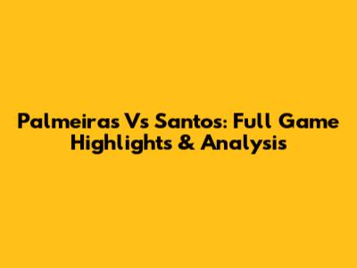 Palmeiras Vs Santos: Full Game Highlights & Analysis