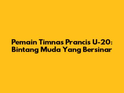 Pemain Timnas Prancis U-20: Bintang Muda Yang Bersinar