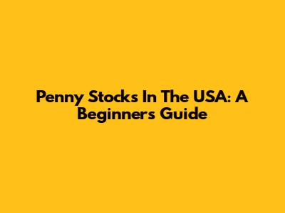 Penny Stocks In The USA: A Beginner's Guide
