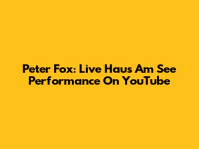 Peter Fox: Live 'Haus Am See' Performance On YouTube