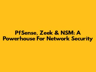 PfSense, Zeek & NSM: A Powerhouse For Network Security