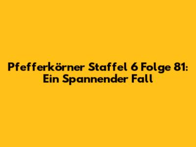 Pfefferkörner Staffel 6 Folge 81: Ein Spannender Fall