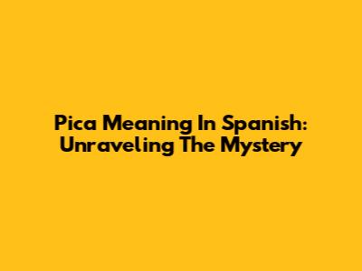 Pica Meaning In Spanish: Unraveling The Mystery