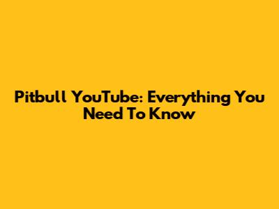 Pitbull YouTube: Everything You Need To Know