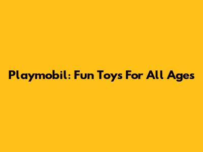 Playmobil: Fun Toys For All Ages