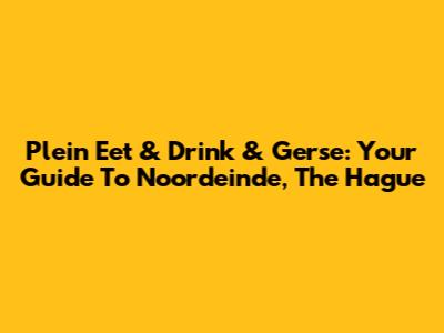 Plein Eet & Drink & Gerse: Your Guide To Noordeinde, The Hague