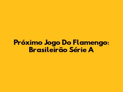 Próximo Jogo Do Flamengo: Brasileirão Série A