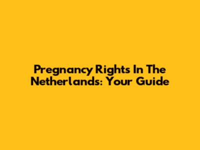 Pregnancy Rights In The Netherlands: Your Guide