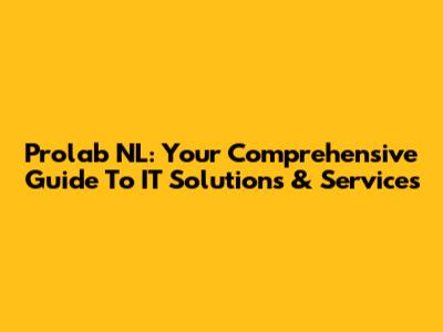 Prolab NL: Your Comprehensive Guide To IT Solutions & Services