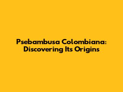 Psebambusa Colombiana: Discovering Its Origins