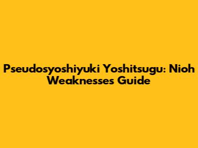 Pseudosyoshiyuki Yoshitsugu: Nioh Weaknesses Guide