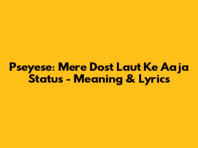 Pseyese: Mere Dost Laut Ke Aaja Status - Meaning & Lyrics