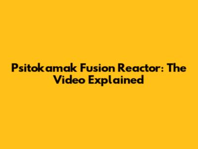 Psitokamak Fusion Reactor: The Video Explained
