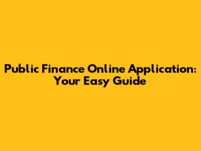Public Finance Online Application: Your Easy Guide